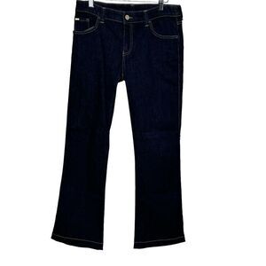Armani NEW Cassia Cotton Blend Dark Wash Pockets Flared Jeans Size 28 $200